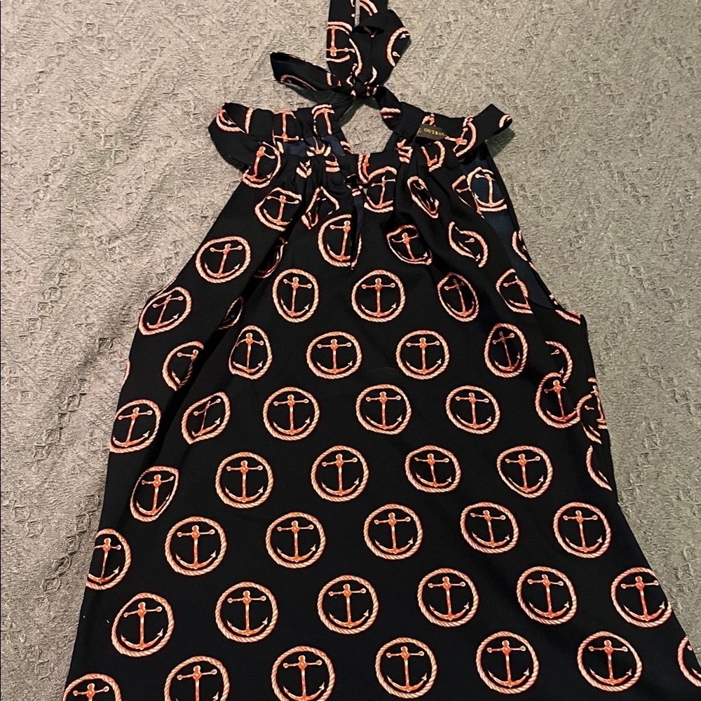 CBR Black and Orange Anchor Print Tank Top
